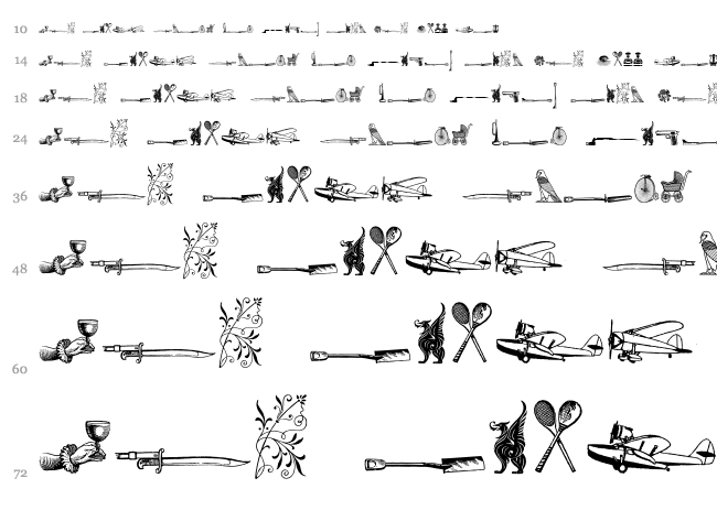 Cornucopia od Dingbats Six font waterfall